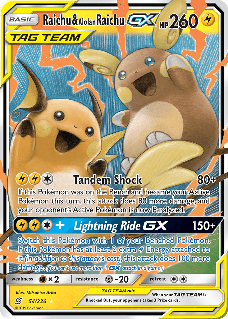 Raichu & Alolan Raichu-GX 54