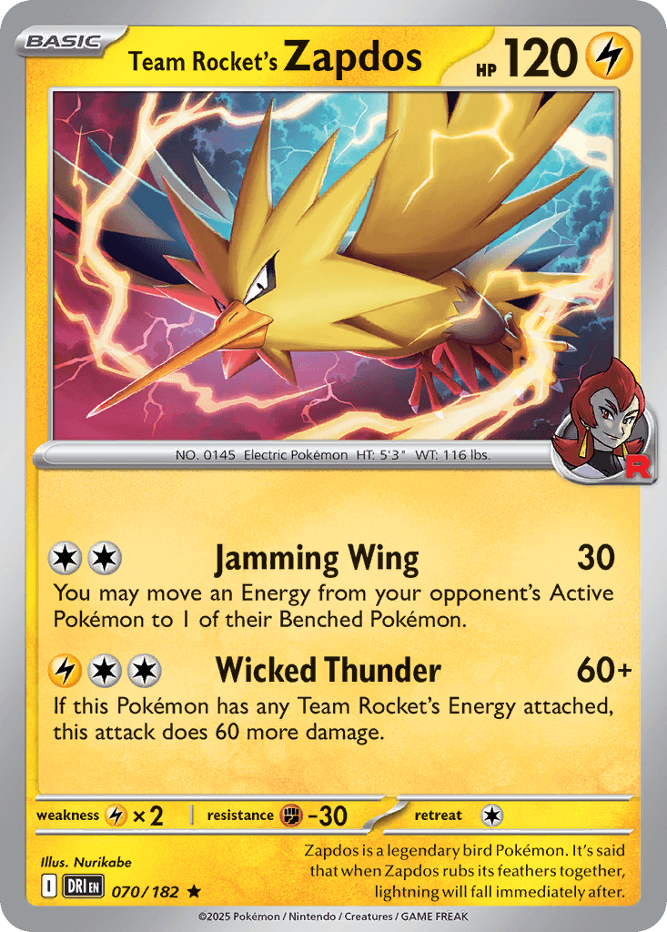 Team Rocket's Zapdos 070/182